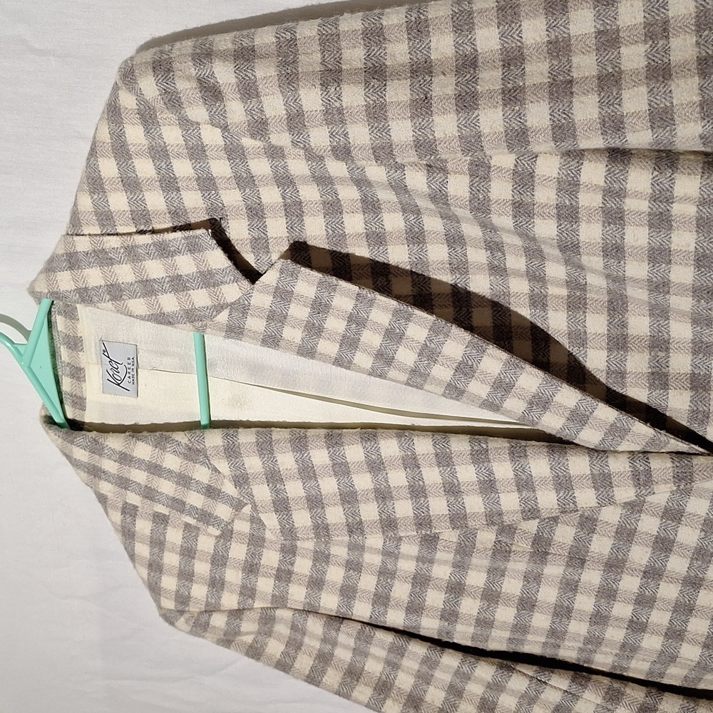 Vintage Wool Plaid Blazer, Grey And White, Koret, Sz 10, NWOT - Picture 7 of 15